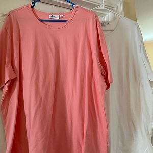 2 piece pink and white short sleeve shirts